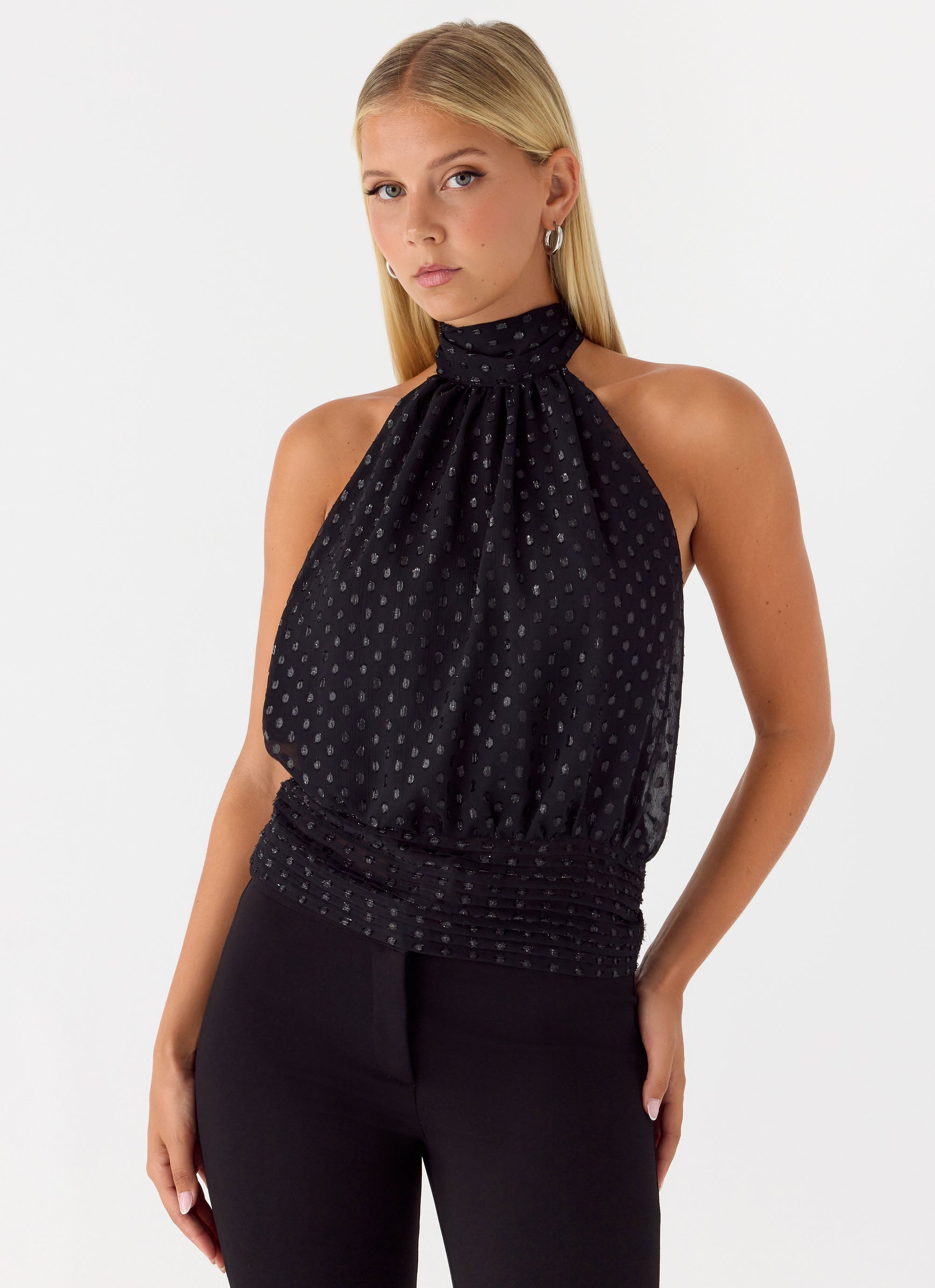 Willow Chiffon Top - Black Spot
