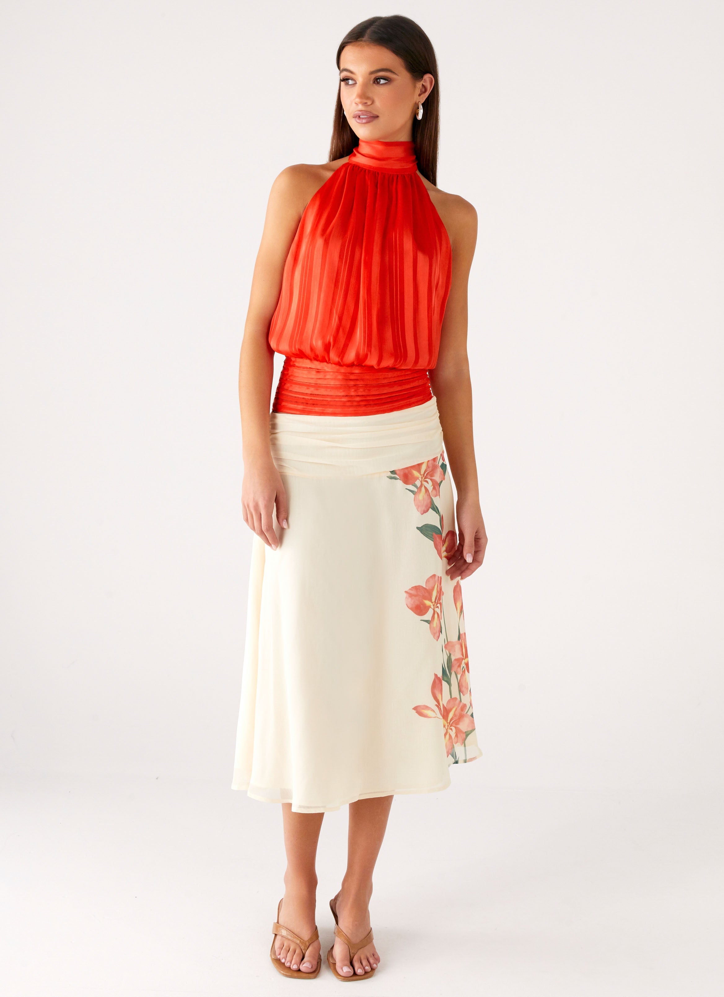 Willow Chiffon Top - Coral