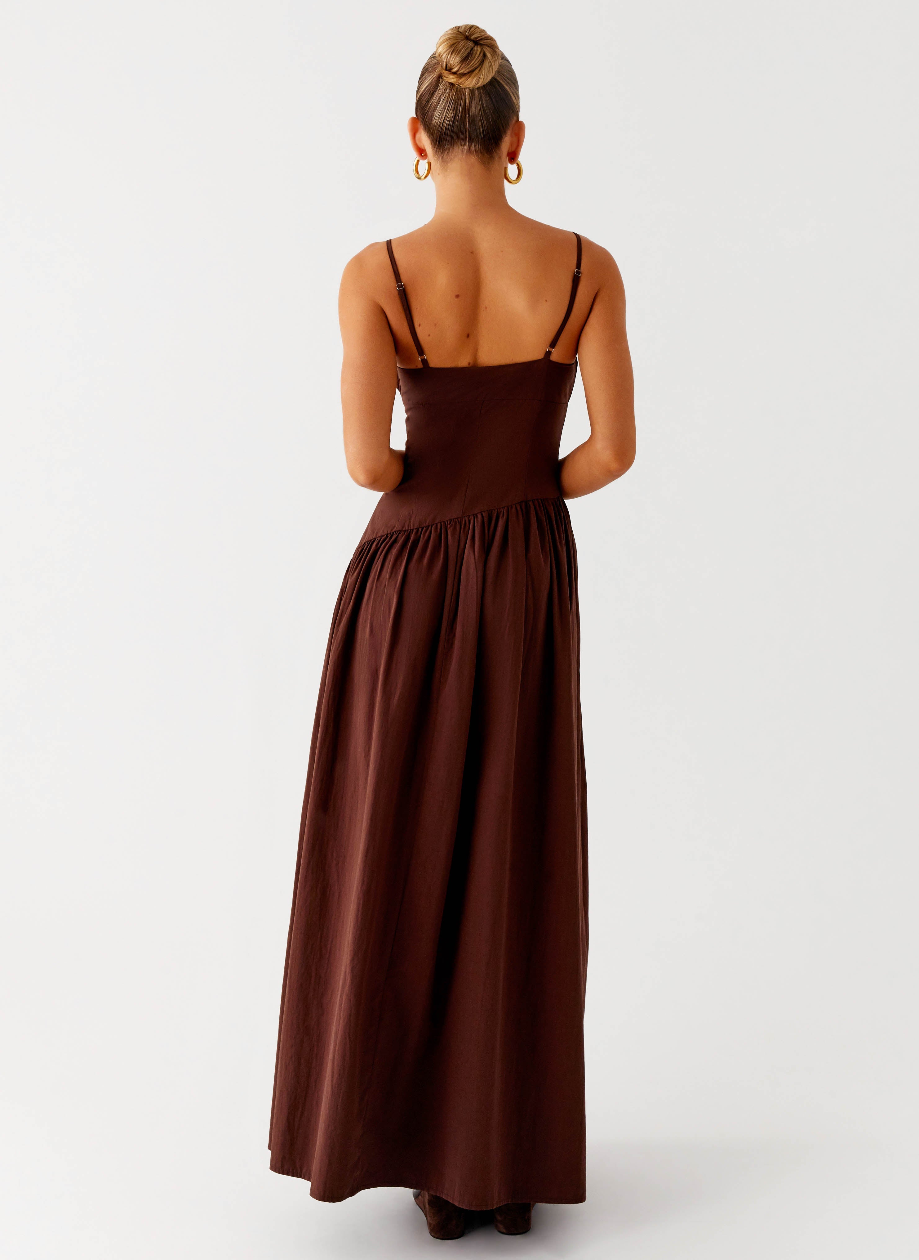 Yuna Drop Waist Maxi Dress - Chocolate